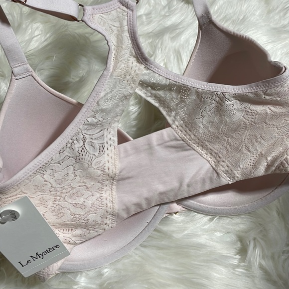 NWT Le Mystere razor back light pink shell front closure soft 34F sports support - Picture 5 of 15